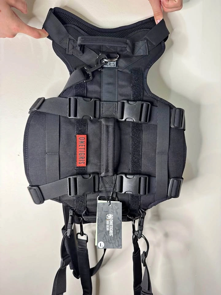 Heavy-Duty Black Dog Harness - Size Large