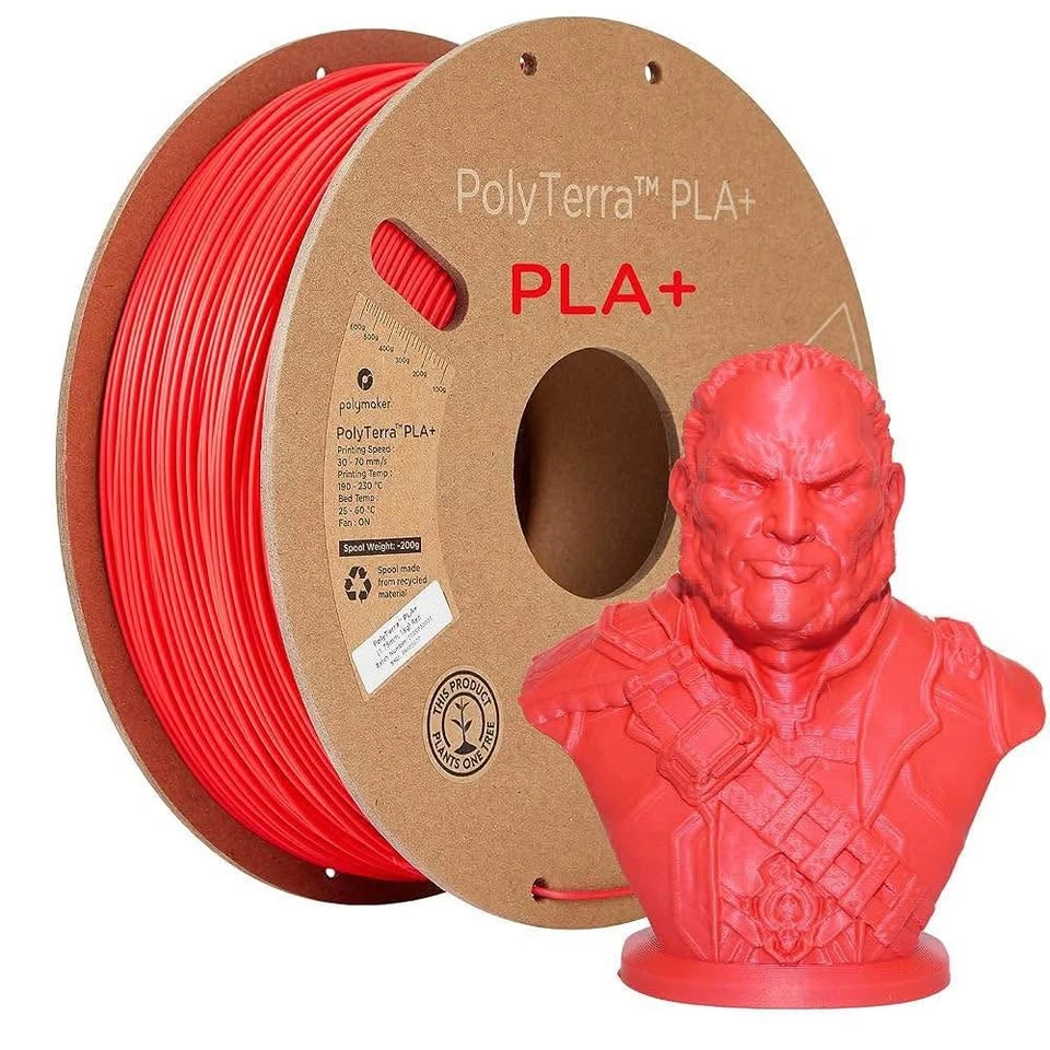 Polymaker PLA+ 3D Printer Filament 1.75mm Matte Red 1kg - photo 2