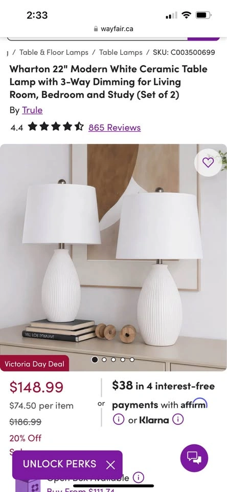 Wayfair Table Lamp Set + Nightstands - photo 2