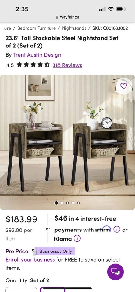 Wayfair Table Lamp Set + Nightstands - photo 5