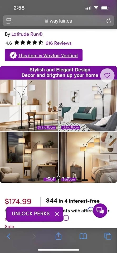 Wayfair 80” 3-Light Tree Floor Lamp — Excellent Condition