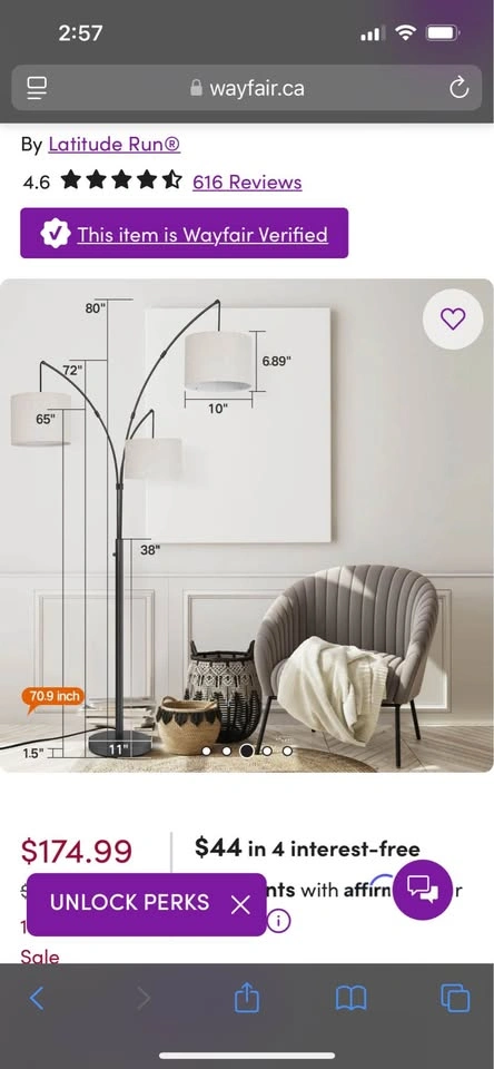 Wayfair 80” 3-Light Tree Floor Lamp — Excellent Condition - photo 2