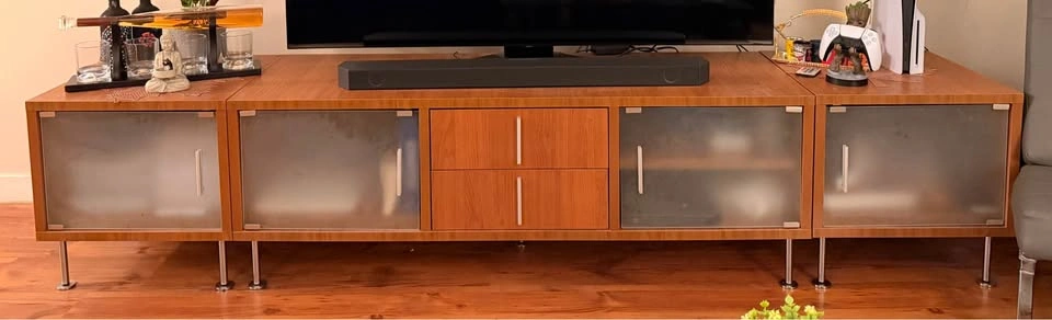 Wooden Glass TV Cabinet with Extra Doors - photo 2