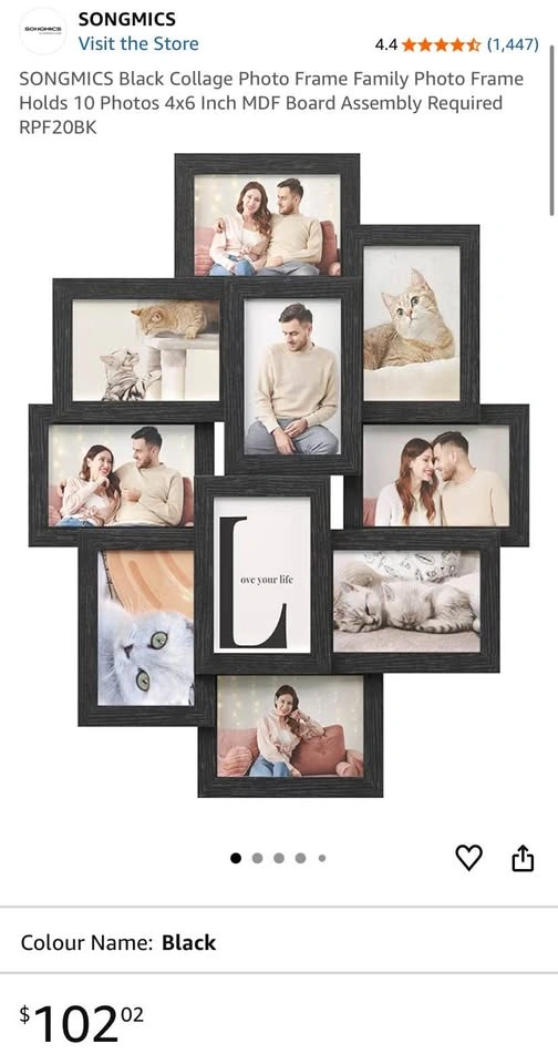Brand New SONGMICS Black Collage Photo Frame (10 Photos, 4x6) - photo 4