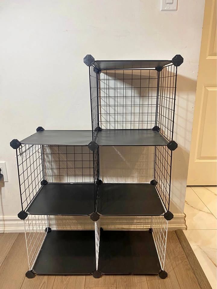 Black Modular Wire Cube Storage Shelves - 5 Cubes