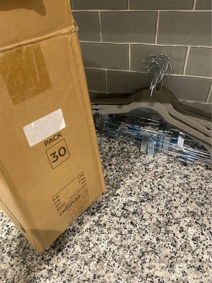 $15 for 30 Adult Grey Velvet Hangers w/ Silver Clips - photo 2