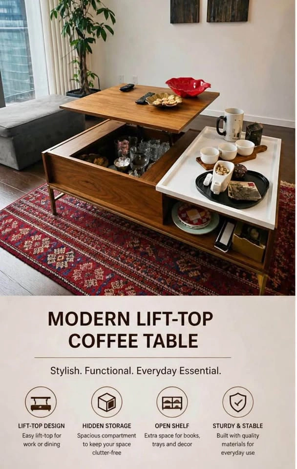 Modern Lift-Top Coffee Table – Excellent Condition