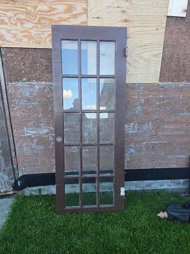 old door with glass windows