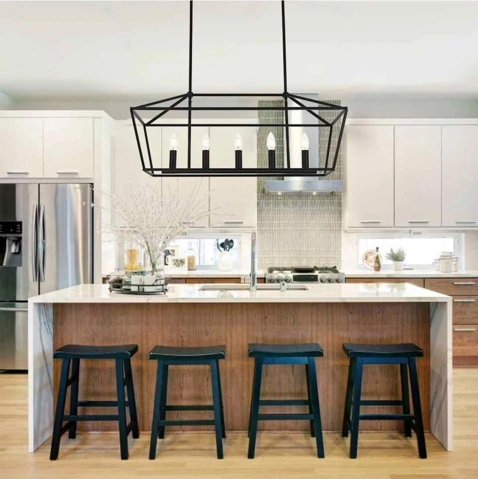 MELUCEE Farmhouse Chandeliers for Dining Rooms Black, 5-Light Pe - photo 2