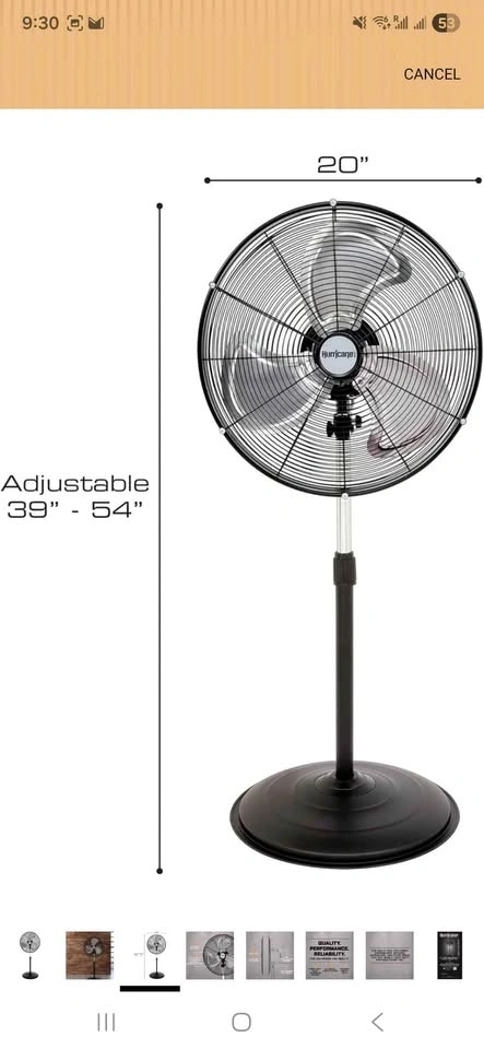 Hurricane Pro High-Velocity Metal Stand Fan - 20" Heavy-Duty Coo - photo 3