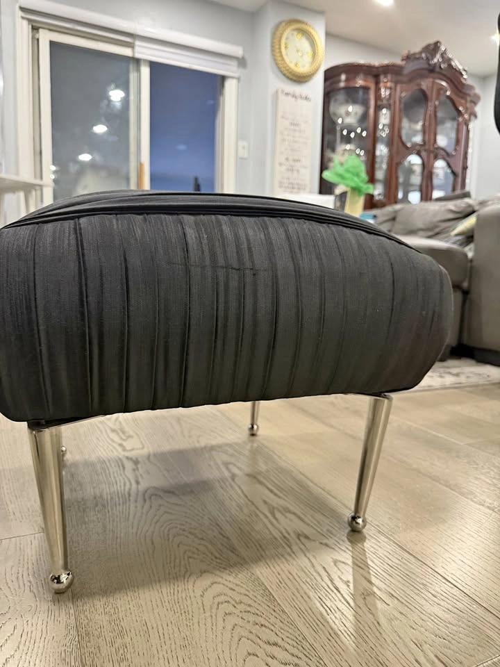 Black Fabric Ottoman