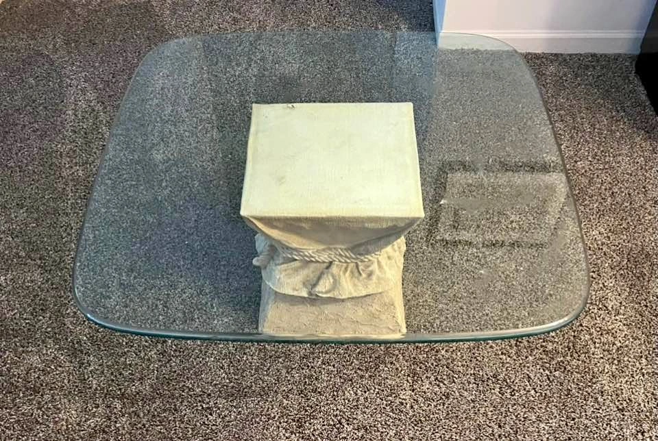 Lane Furniture Sculptural Base Glass Coffee Table