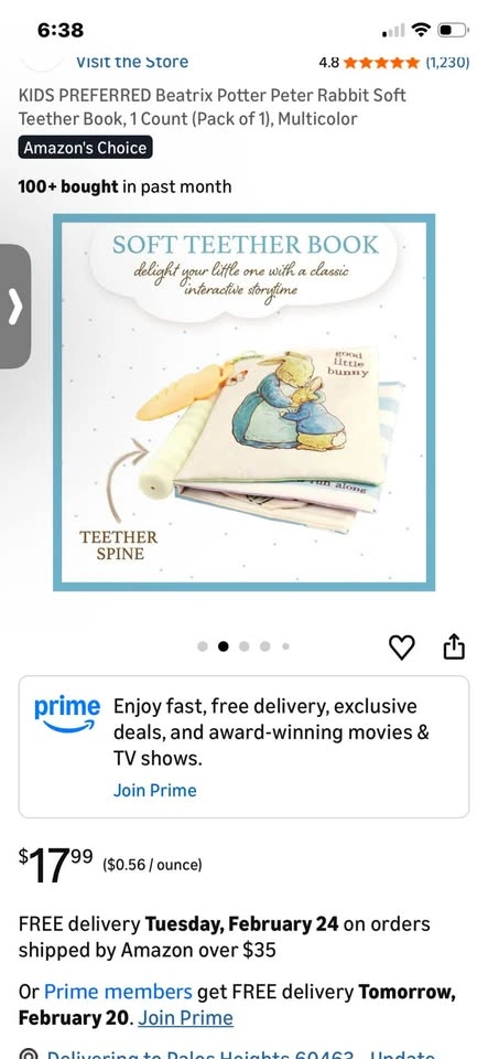 New Peter Rabbit Baby Teether Soft Book - photo 3