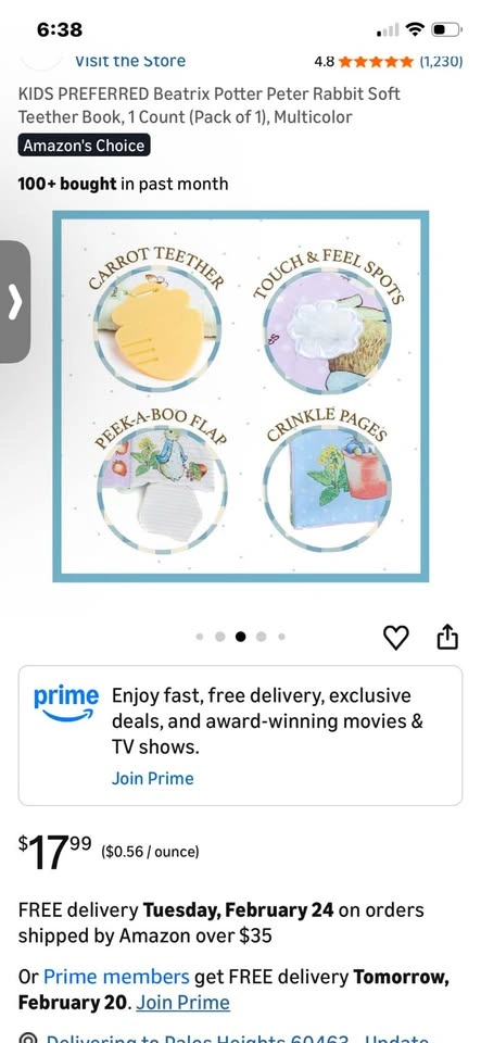New Peter Rabbit Baby Teether Soft Book - photo 4