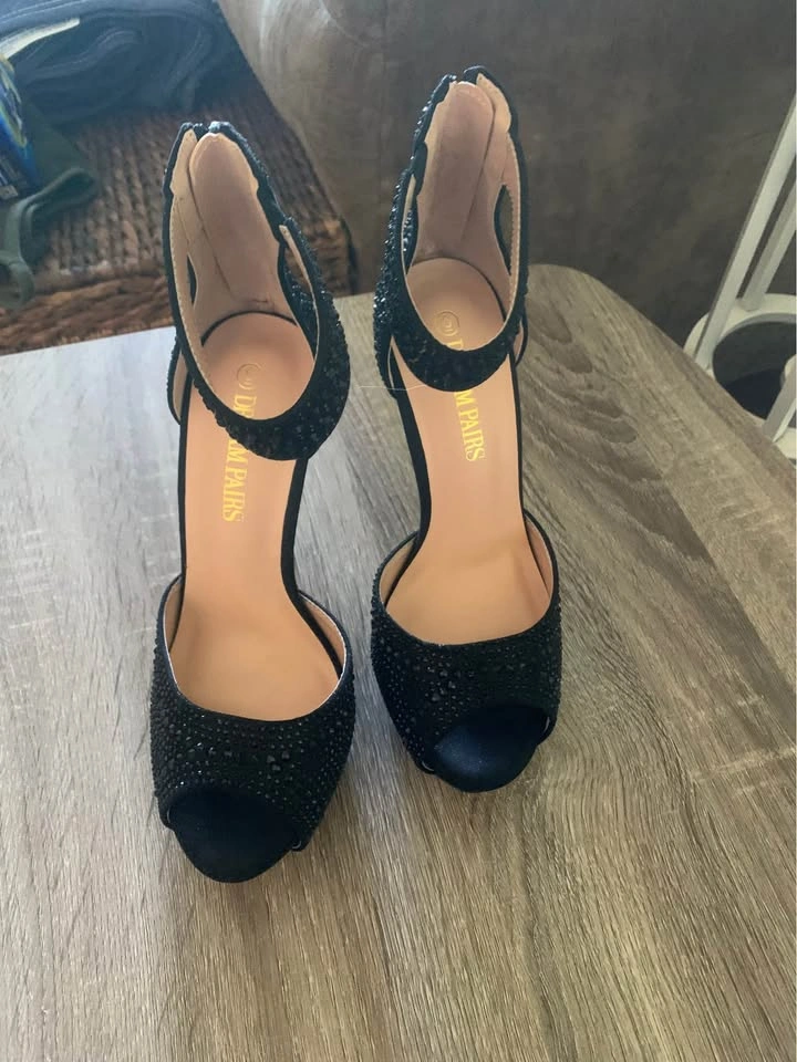 New Black Dream Paris Sparkle Prom or Special Occasion Heels Sz. - photo 2