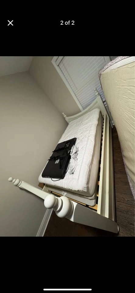 White Pottery Barn Wood Twin Bed Frame with Trundle - photo 2
