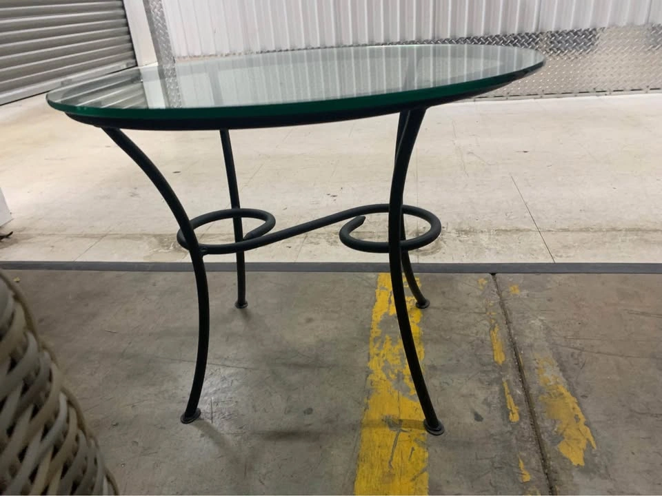 Glass and Wrought Iron Side Table - photo 2