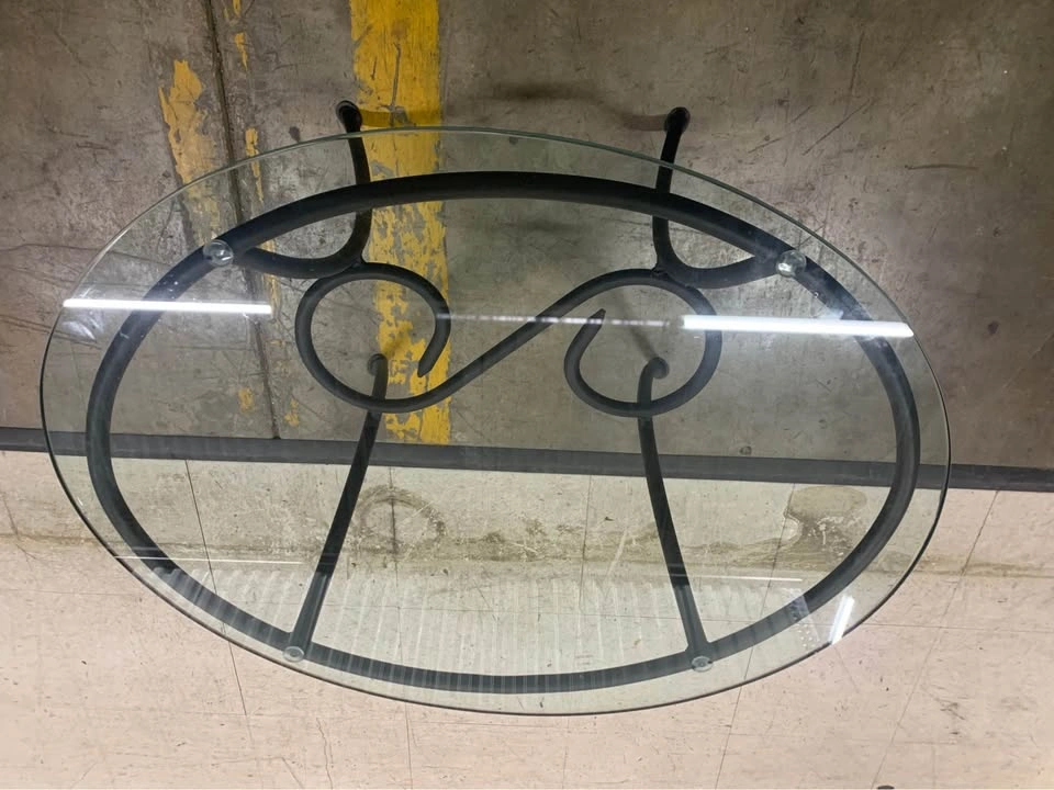 Glass and Wrought Iron Side Table - photo 3