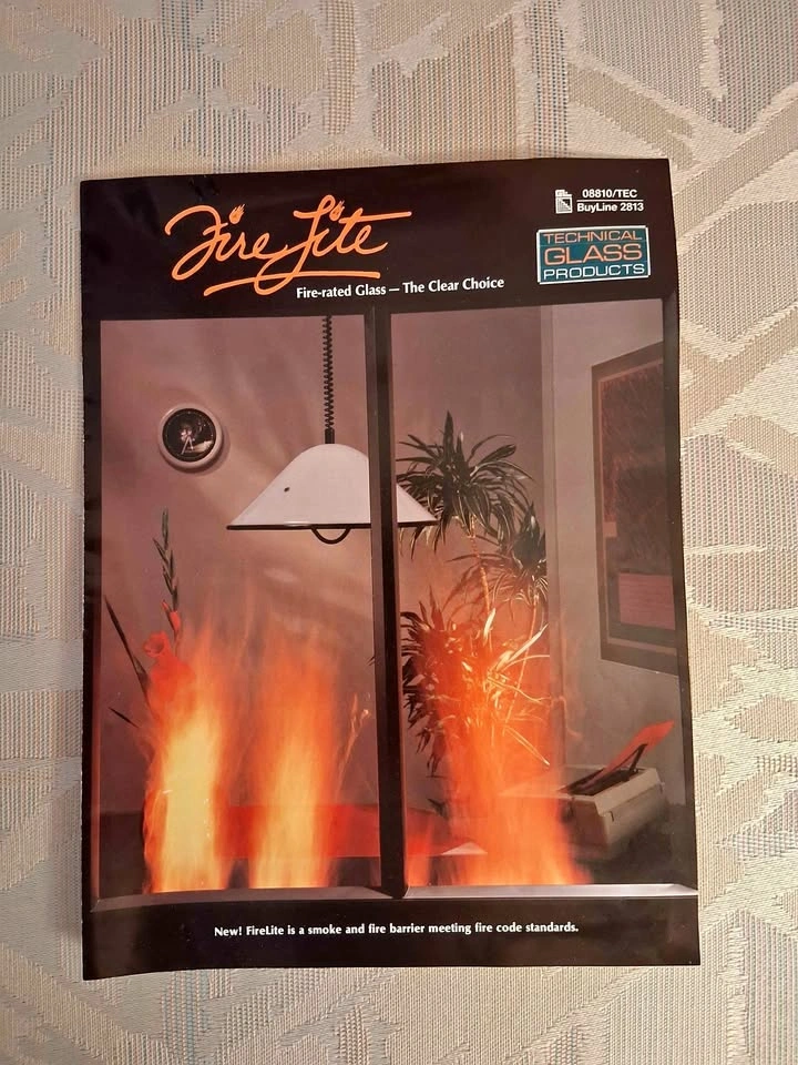 Vintage 1988 FireLite Fire-Rated Glass Sales Brochure