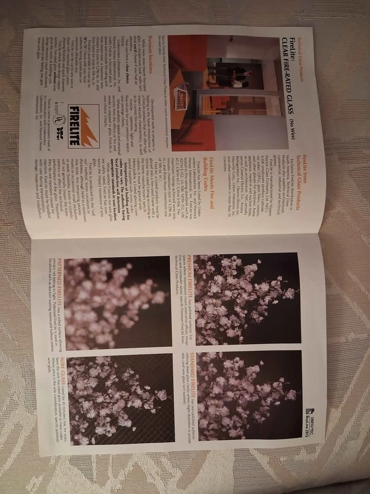 Vintage 1988 FireLite Fire-Rated Glass Sales Brochure - photo 2