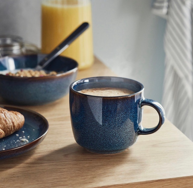 IKEA GLADELIG Mugs - Blue & Gray Reactive Glaze