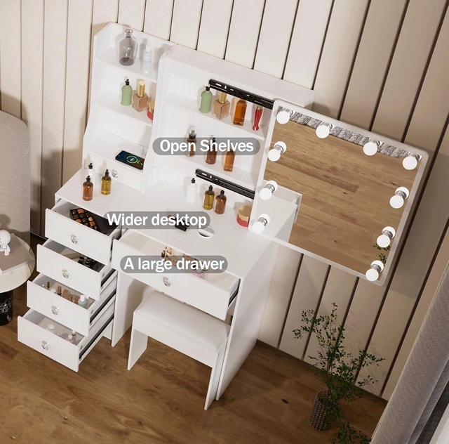 Storage Vanity Set - LED Mirror & 5 Drawers - photo 3