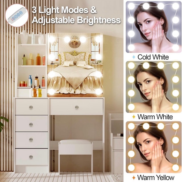Storage Vanity Set - LED Mirror & 5 Drawers - photo 4