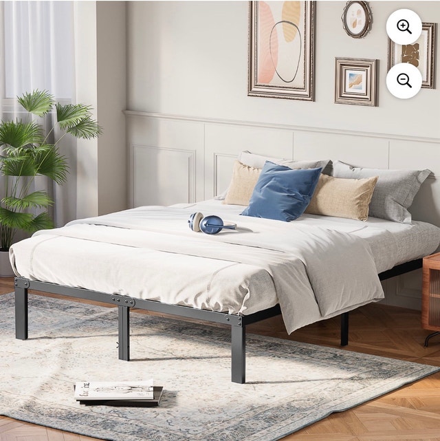Queen Size Metal Platform Bed Frame - Car-Friendly & Easy Setup