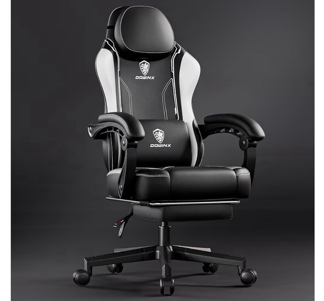 Dowinx Gaming Chair with Footrest - Like New (White/Black)