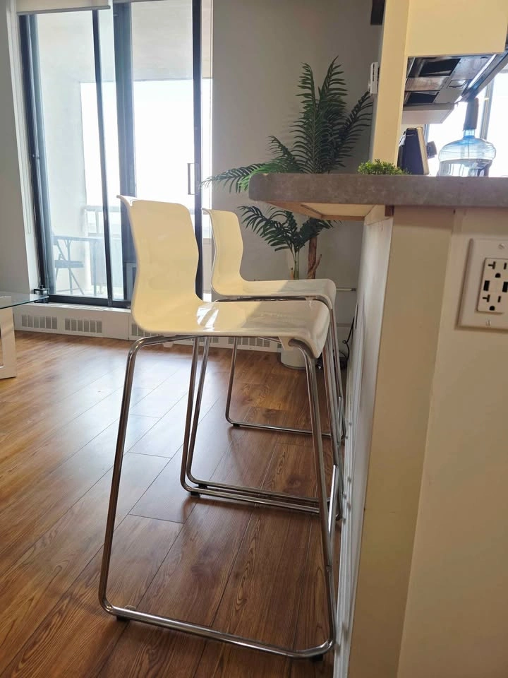 Pair of White Bar Stools - photo 2