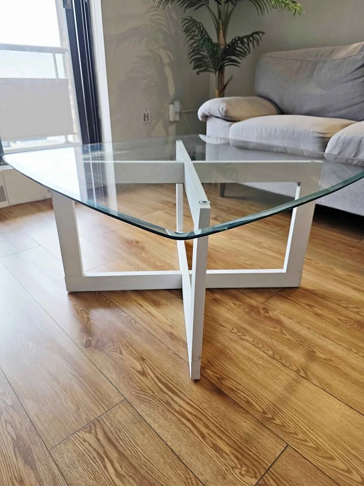 Modern Glass Coffee Table with White Base