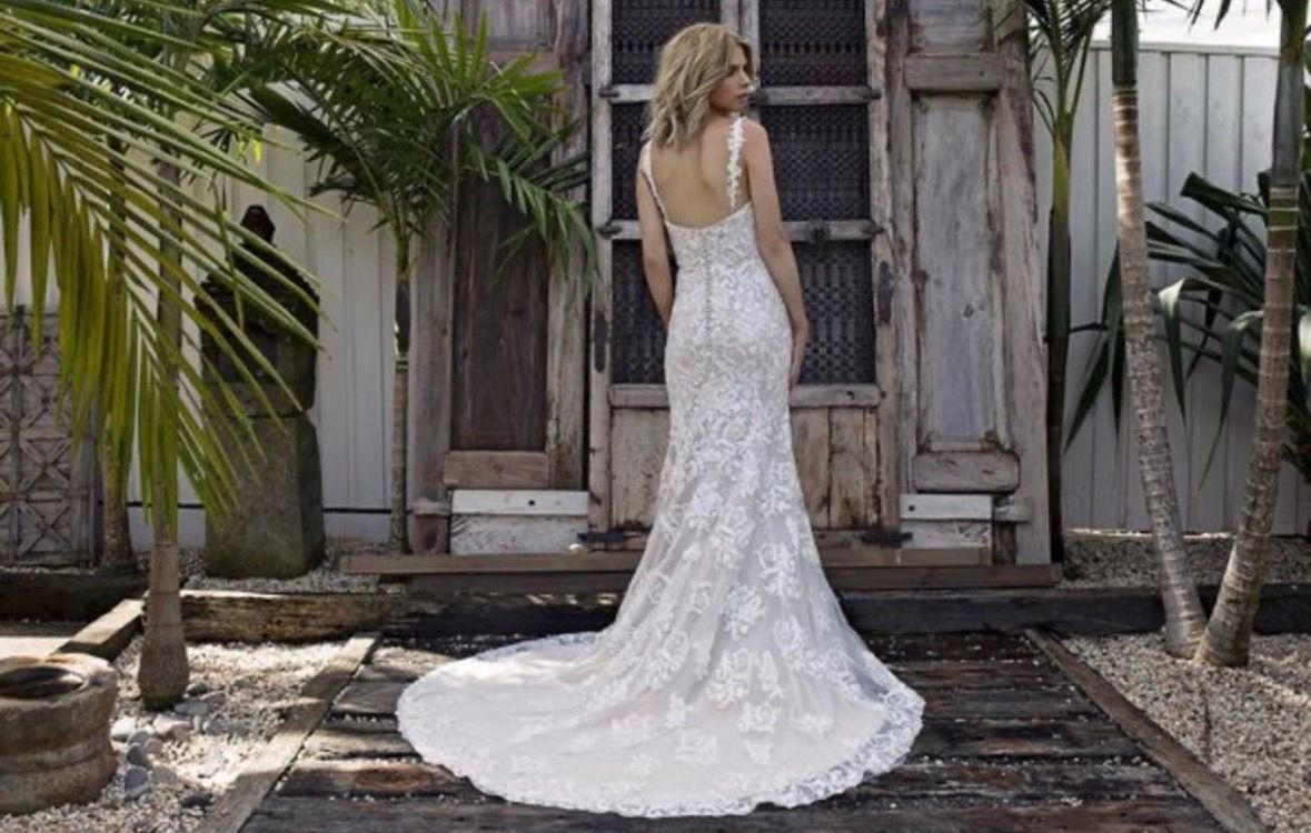 Wedding Dress by Madi Lane - Altered, Includes Veil & Belt - photo 2