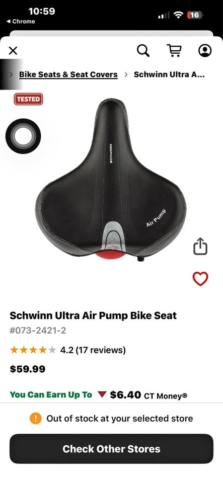 Bike Seat w/ Air Pump