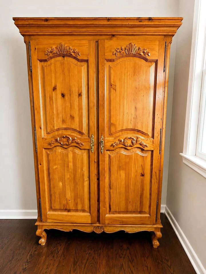 Luxury Solid Wood Armoire Wardrobe – Hand Carved