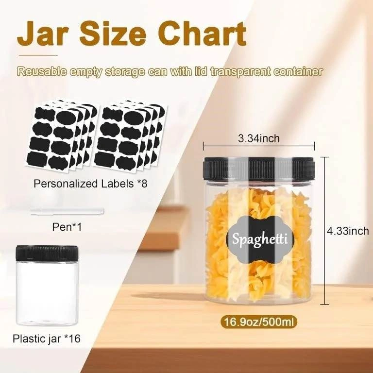 16x 16oz Clear Plastic Jars With Lids - photo 2