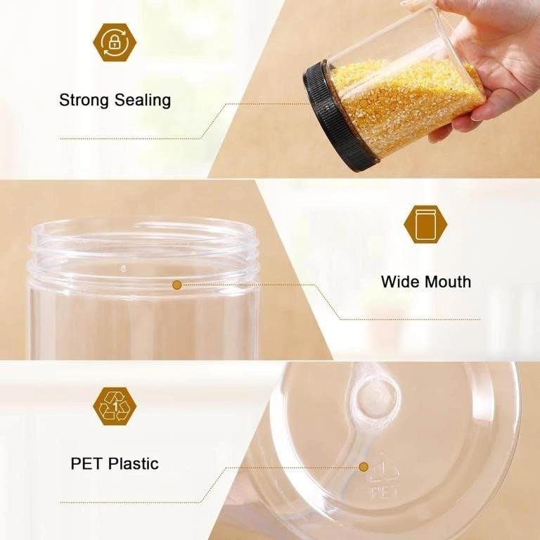 16x 16oz Clear Plastic Jars With Lids - photo 3