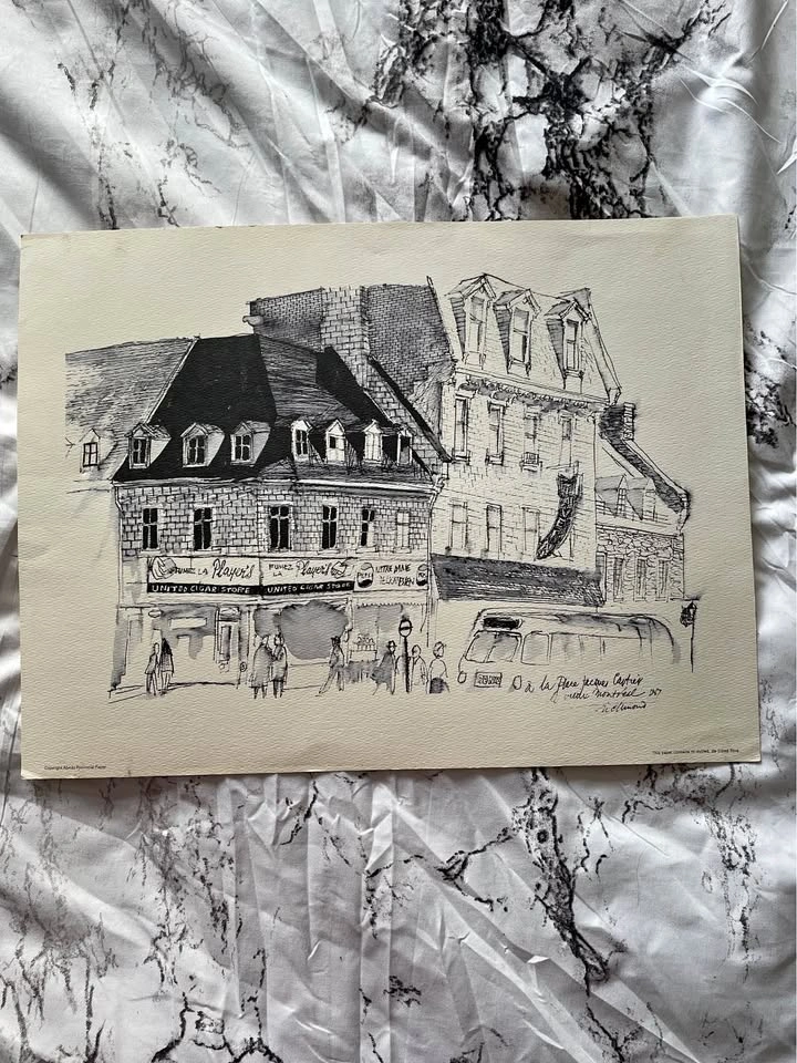 Vintage Water Colour Print Du La Place Jaques Cartier
