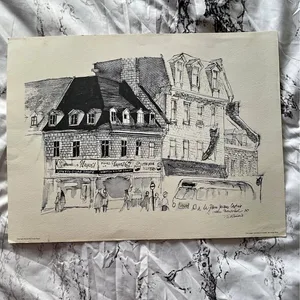 Vintage Water Colour Print Du La Place Jaques Cartier