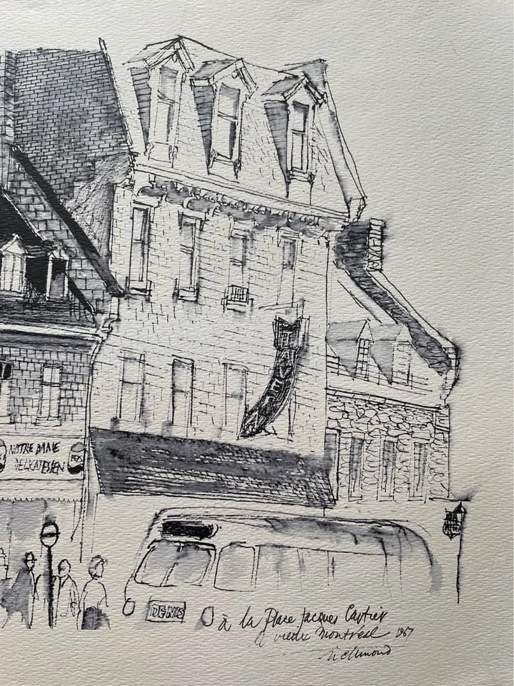 Vintage Water Colour Print Du La Place Jaques Cartier - photo 2