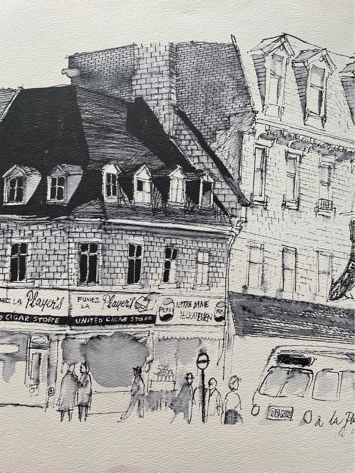 Vintage Water Colour Print Du La Place Jaques Cartier - photo 3