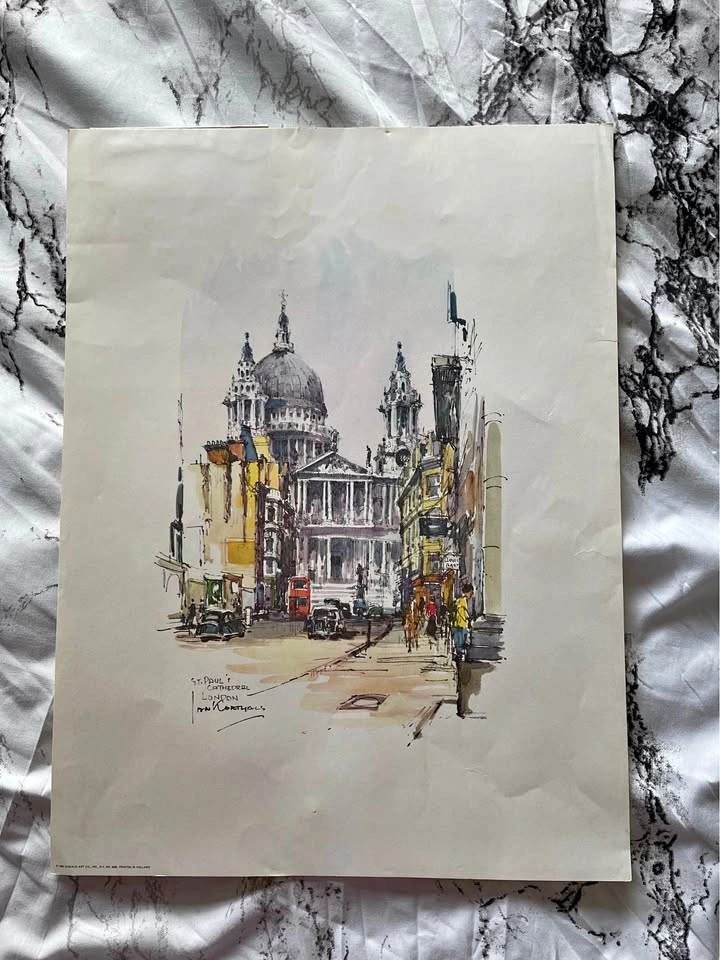 Vintage Poster Print Unframed St. Paul's Cathedral by Jan Kortha