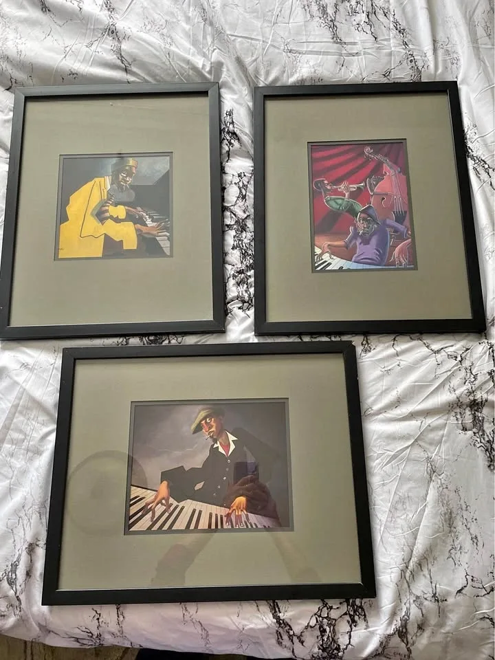 3 Justin Bua Prints: Piano Man, Piano Man II, Jazz Trio