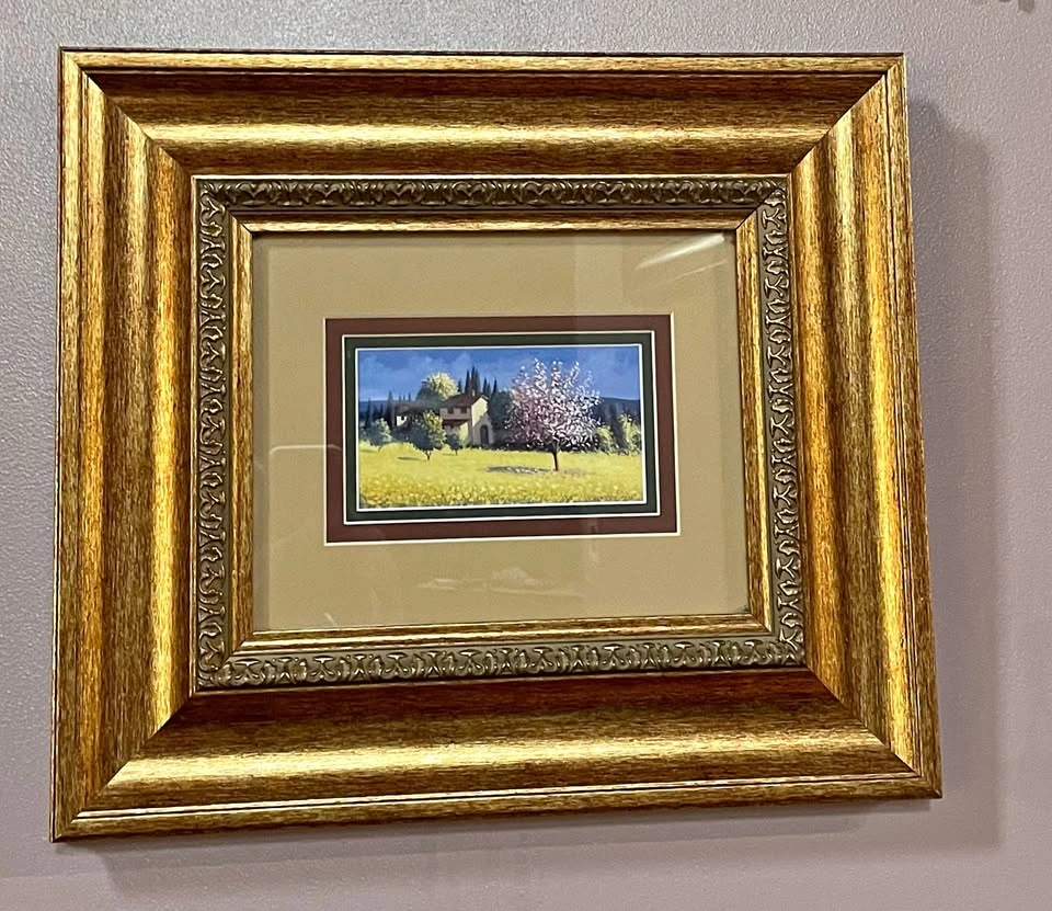 Beautiful Framed Print of a Farm house with a Cherry tree