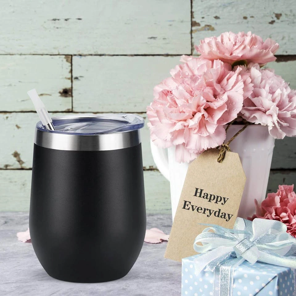 Stainless Steel Wine Tumbler 12 Oz w/ Lid & Straw - photo 4