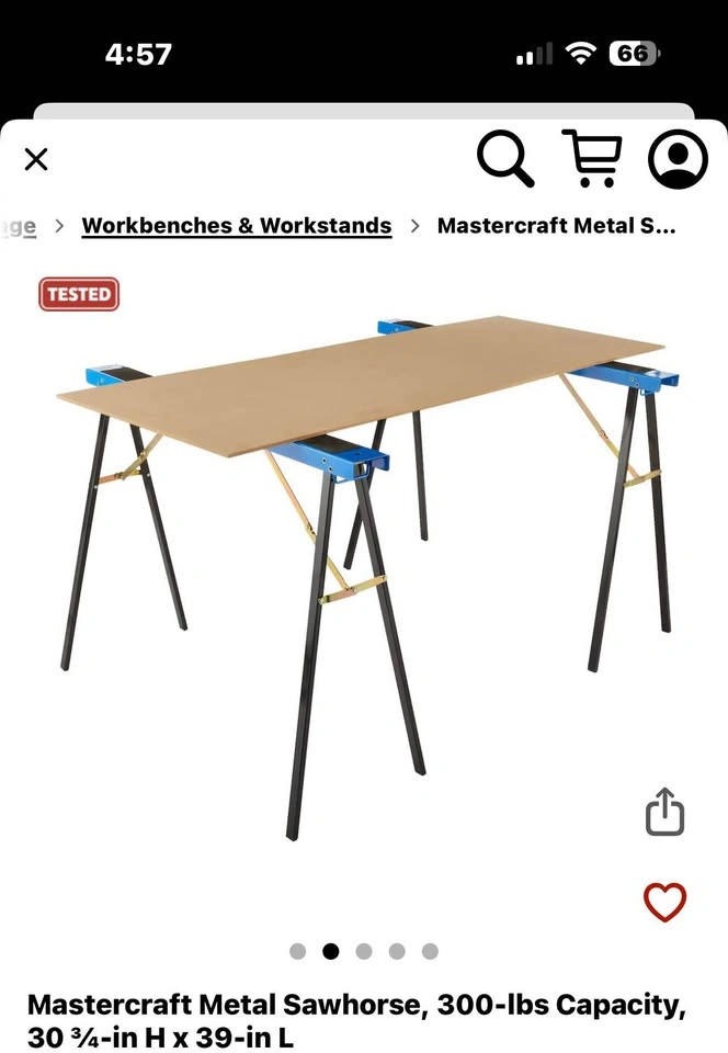 Mastercraft Folding Metal Sawhorses (Pair) - Like New - photo 5