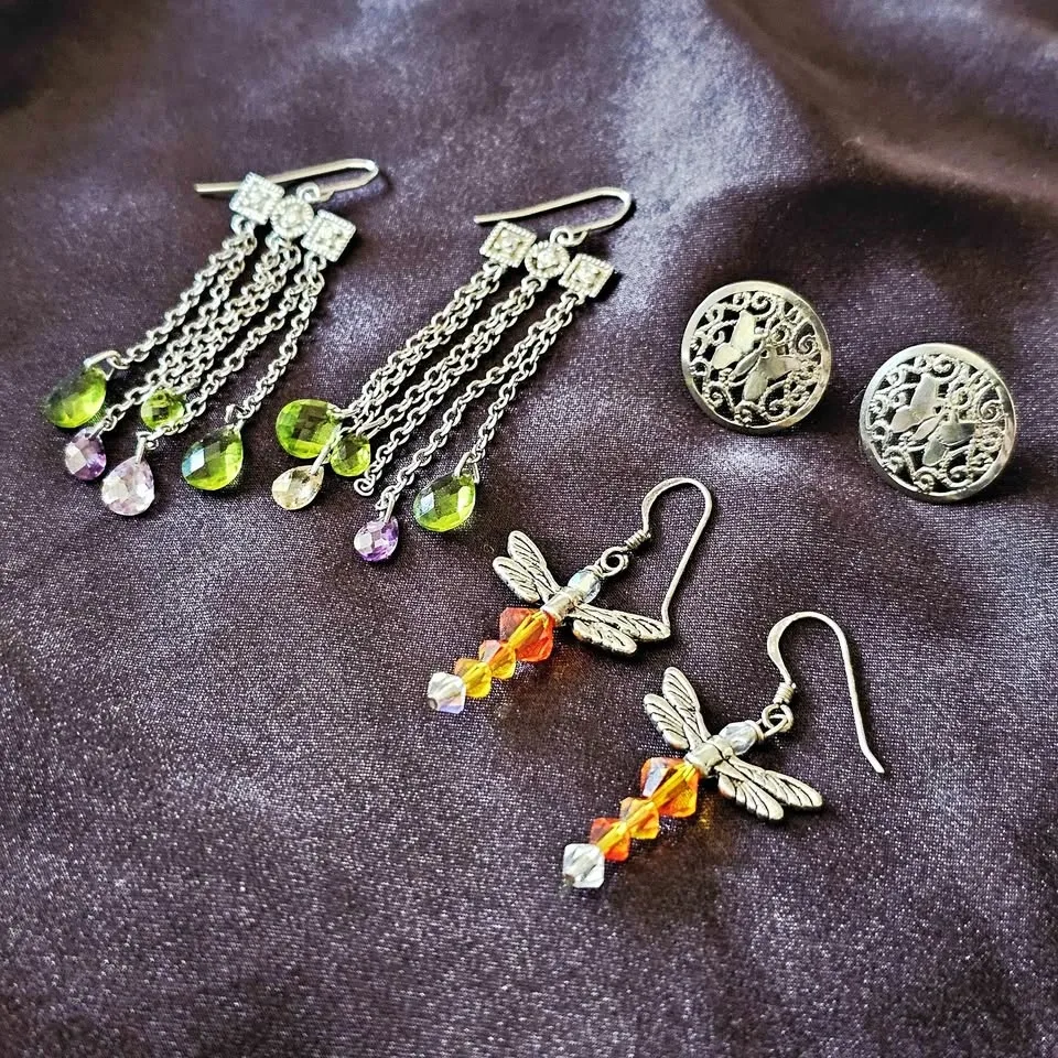 Fairycore Earrings Bundle 925 Sterling Silver Dangle Dragonfly B