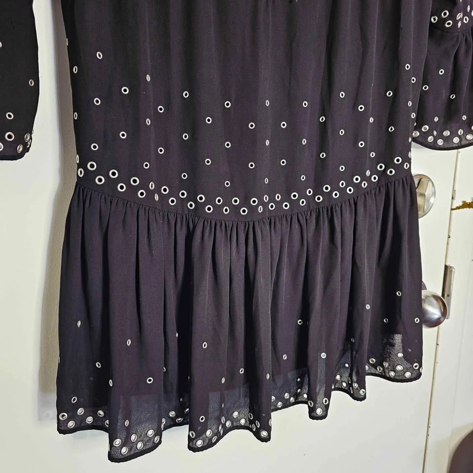 The Kooples XS Black Grommet Eyelet Ruffle Mini Dress - photo 3