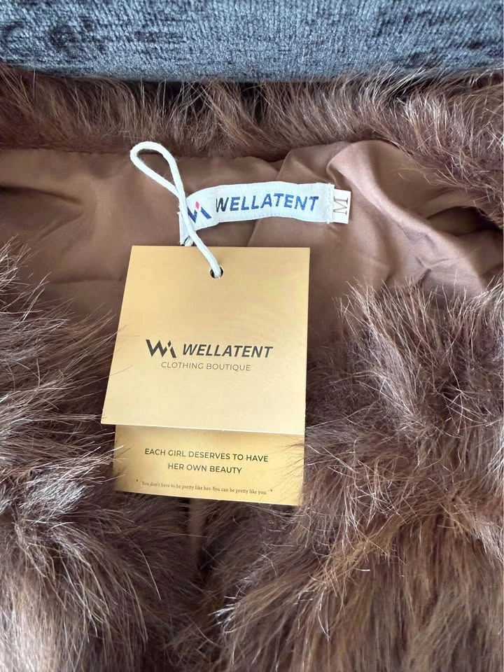Brand New WELLATENT Faux Fur Coat - Size M (Brown) - photo 3