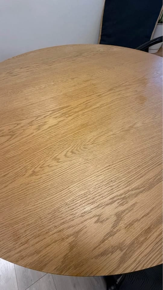 Round wood dining table with black legs - photo 3