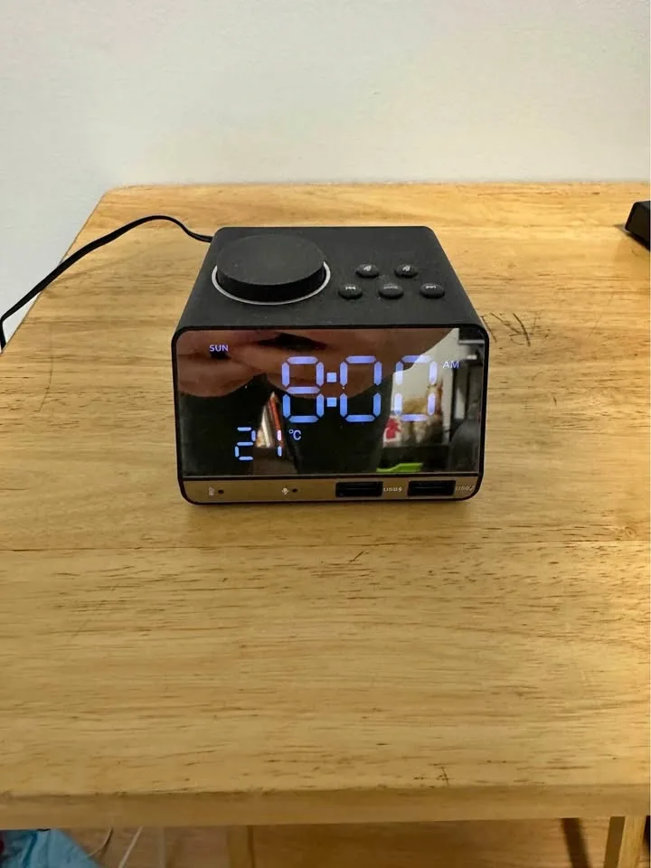 Digital Mirror Alarm Clock w/ USB & Bluetooth